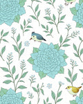 Turquoise Floral And Bird Pattern Rug
