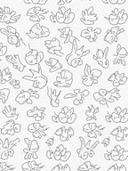 Hand Drawn Blossom Pattern Rug