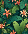 Lush Tropical Floral Leafy Design Rug