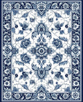 Blue Floral Detailed Traditional Rug