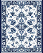 Blue Floral Detailed Traditional Rug