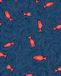 Coral Fish With Wavy Aquamarine Flow Rug