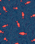 Coral Fish With Wavy Aquamarine Flow Rug