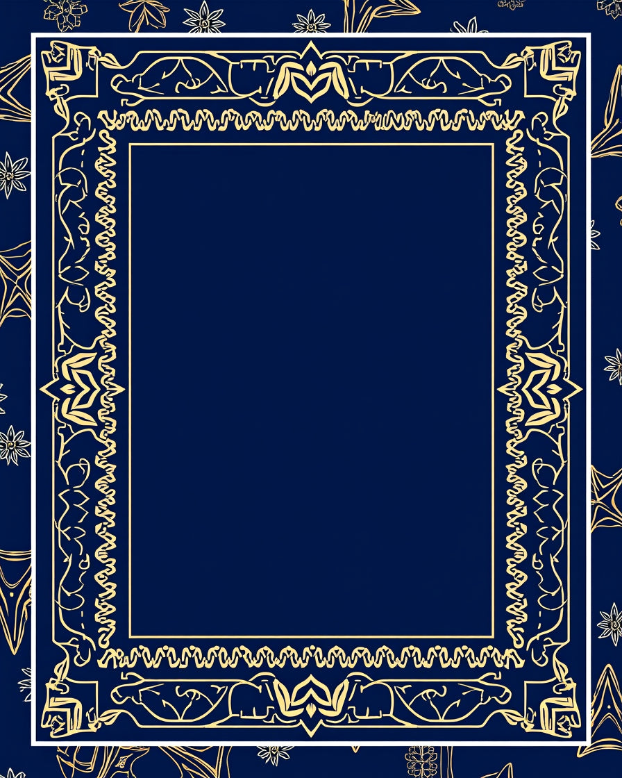Ornate Golden Floral Border Design Rug