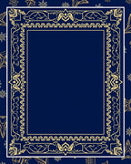 Ornate Golden Floral Border Design Rug