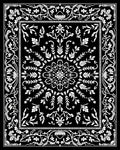 Elegant Black White Floral Medallion Rug