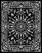 Elegant Black White Floral Medallion Rug