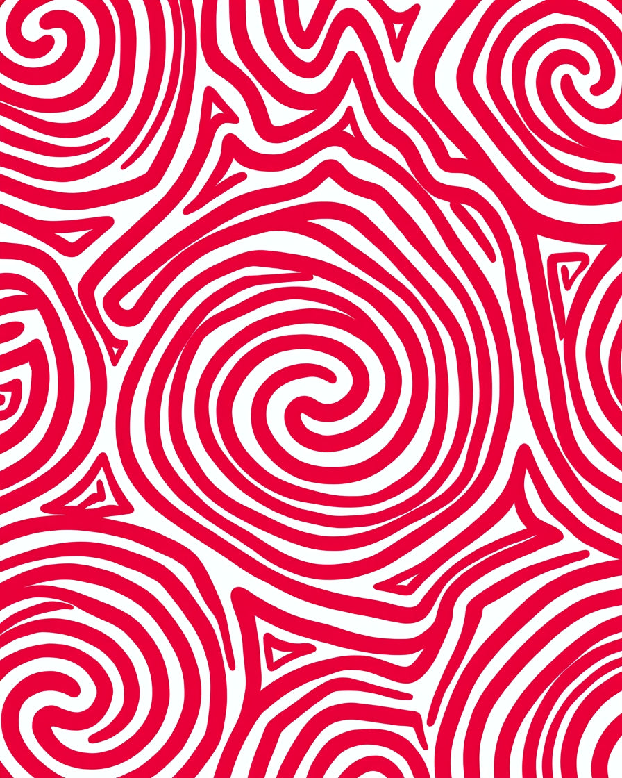 Bold Red Swirling Graphic Rug