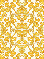 Regal Gold Swirl Floral Pattern Rug