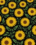 Bold Yellow Sunflowers With Green Leaves Rug