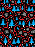 Blue Spruce Snowflakes Red Swirls Rug