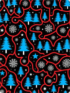 Blue Spruce Snowflakes Red Swirls Rug