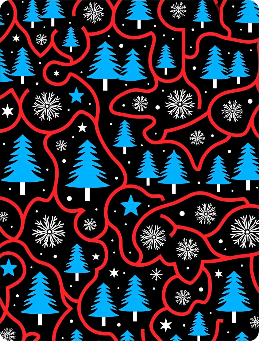 Blue Spruce Snowflakes Red Swirls Rug