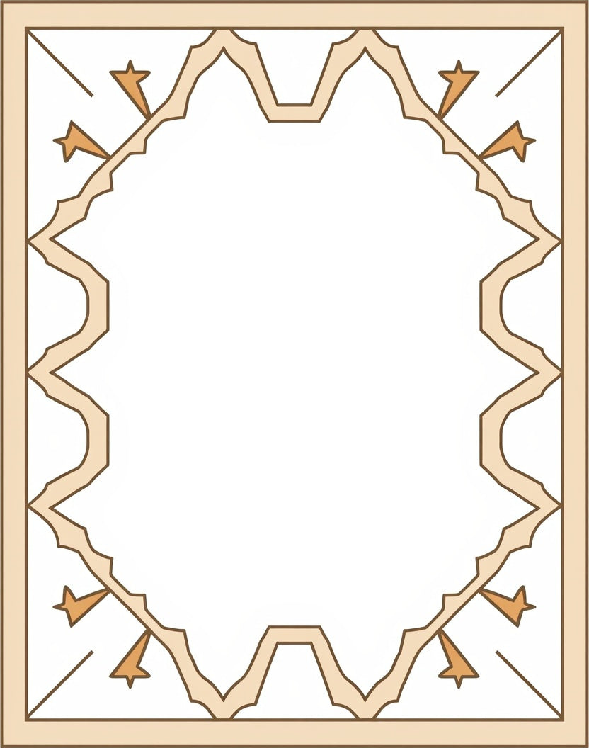 Cream Orange Abstract Geometric Design Rug