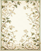 Elegant Floral Vine Botanical Design Rug