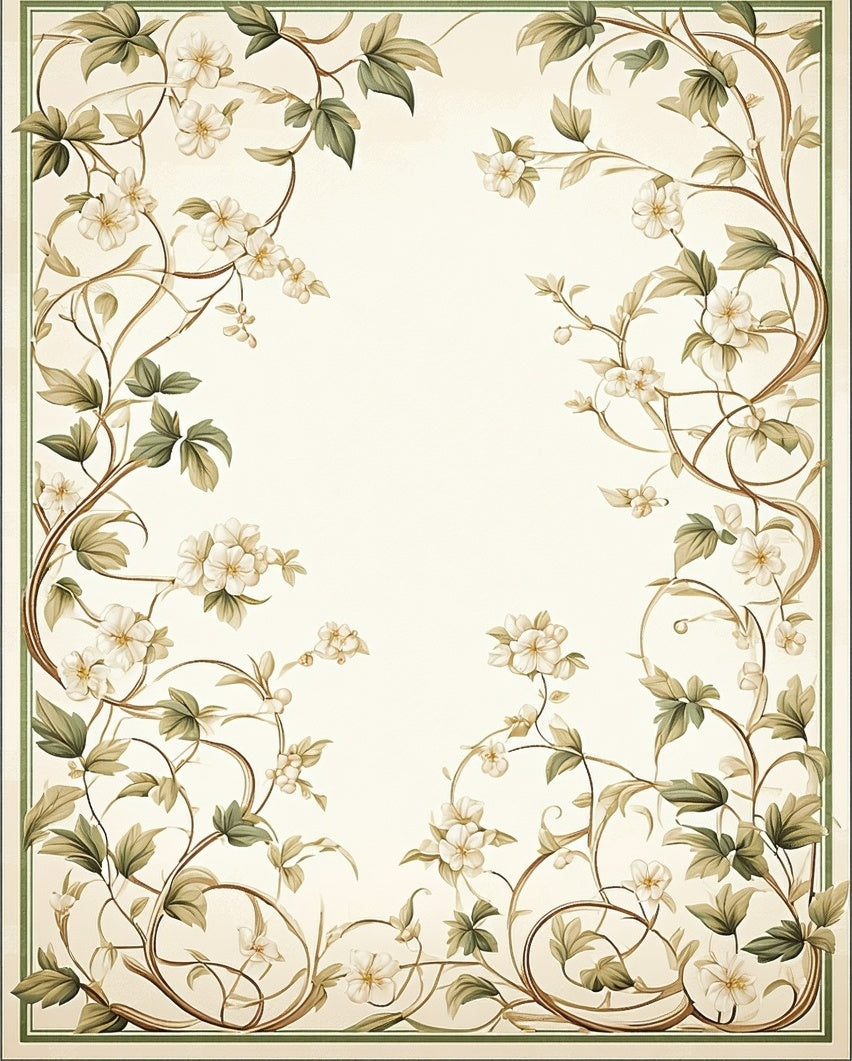 Elegant Floral Vine Botanical Design Rug