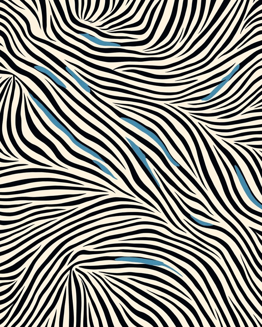 Wavy Black Cream Stripe Design Rug
