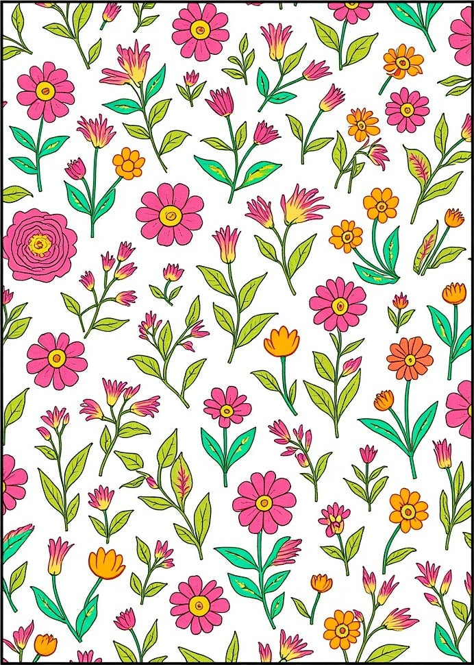 Vibrant Pink and Yellow Floral Pattern Rug