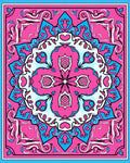Vivid Pink Blue Kaleidoscope Pattern Rug
