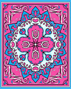 Vivid Pink Blue Kaleidoscope Pattern Rug