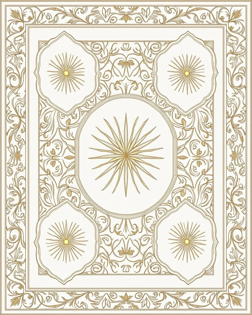 Elegant Floral Sunburst Intricate Design Rug