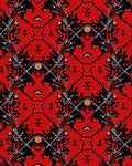 Intricate Red Black Floral Pattern Rug