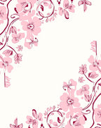 Whimsical Pink Floral Vine Pattern Rug