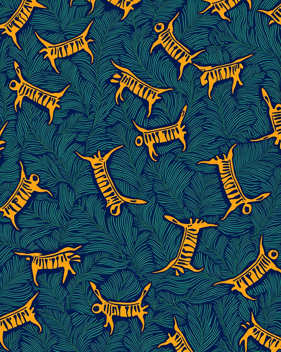 Abstract Tiger Leaf Print Rug