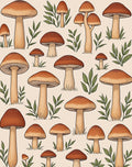 Whimsical Woodland Mushroom Pattern Rug