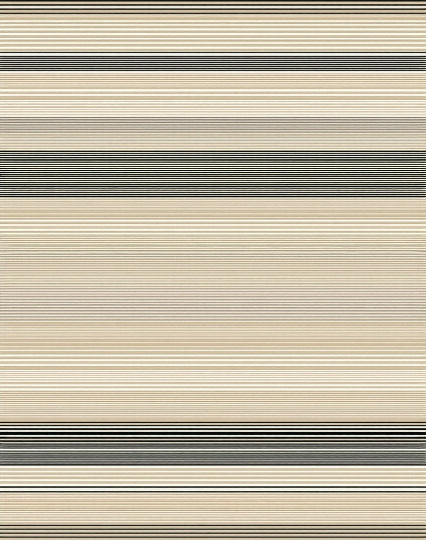 Thin Lined Beige and Black Stripe Pattern Rug