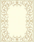 Ornate Beige Scrollwork Frame Design Rug