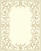Ornate Beige Scrollwork Frame Design Rug