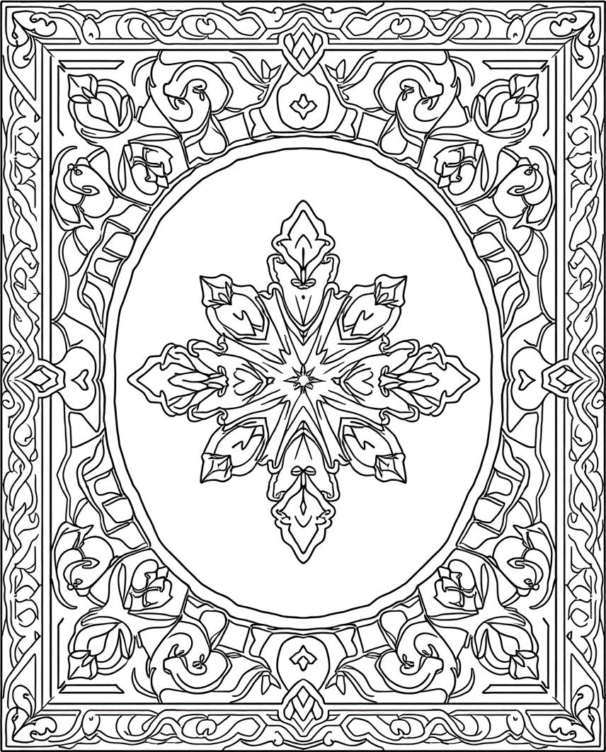 Ornate Starburst Mandala Pattern Rug