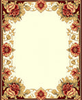 Ornate Red Gold Floral Border Rug