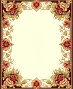 Ornate Red Gold Floral Border Rug