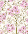 Delicate Pink Floral Pattern with Leaves Rug