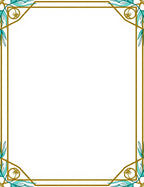 Golden Teal Leaf Corner Frame Rug