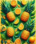 Vibrant Pineapple and Citrus Pattern Rug