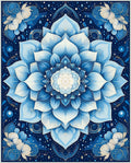 Intricate Blue Mandala Floral Pattern Rug