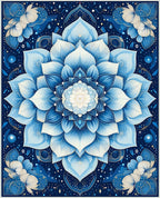 Intricate Blue Mandala Floral Pattern Rug