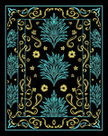 Bold Floral Swirls Turquoise Gold Design Rug