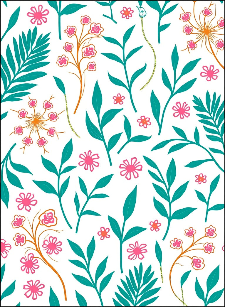 Tropical Floral Leaf Pattern Design Rug