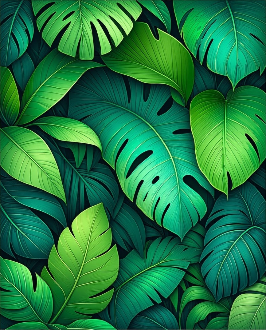 Lush Tropical Leaves Pattern Rug