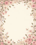 Pink Delicate Floral Branches Pattern Rug
