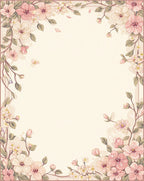 Pink Delicate Floral Branches Pattern Rug