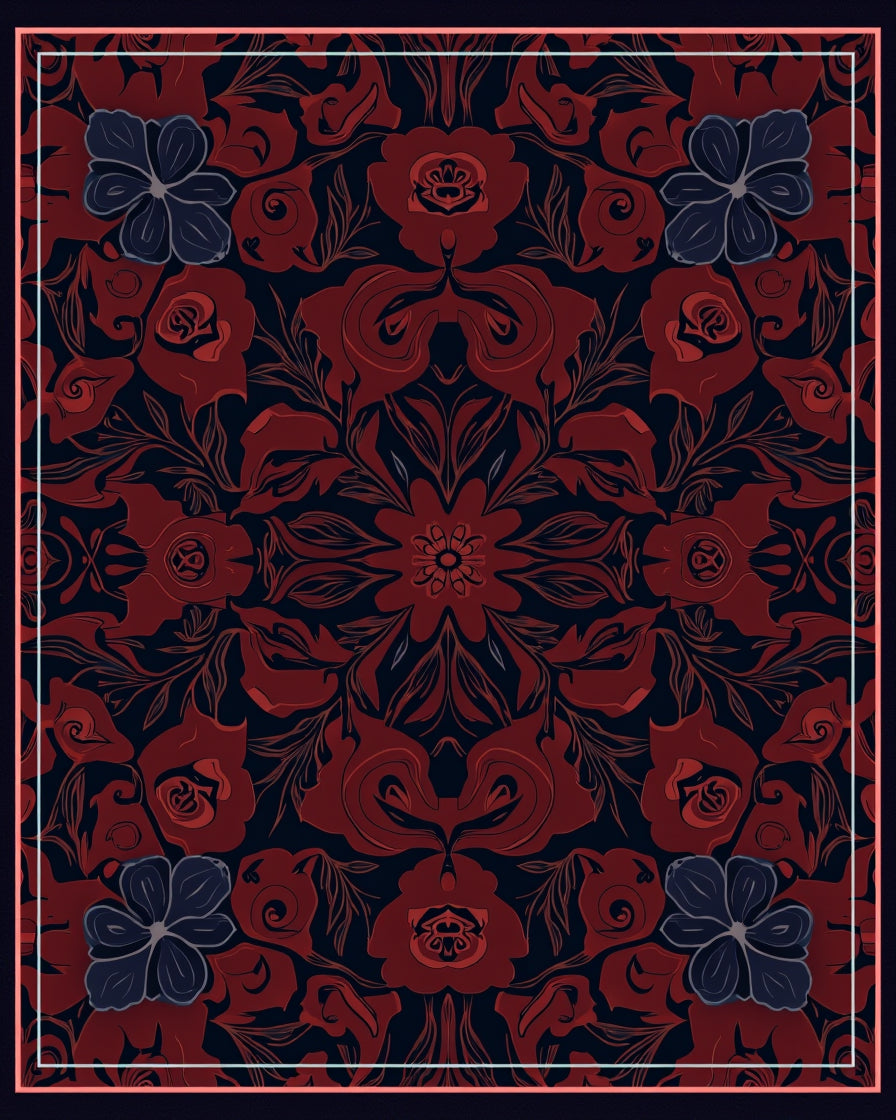 Dark Floral Medallion Design Rug