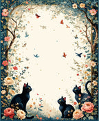 Whimsical Black Cats Floral Garden Rug