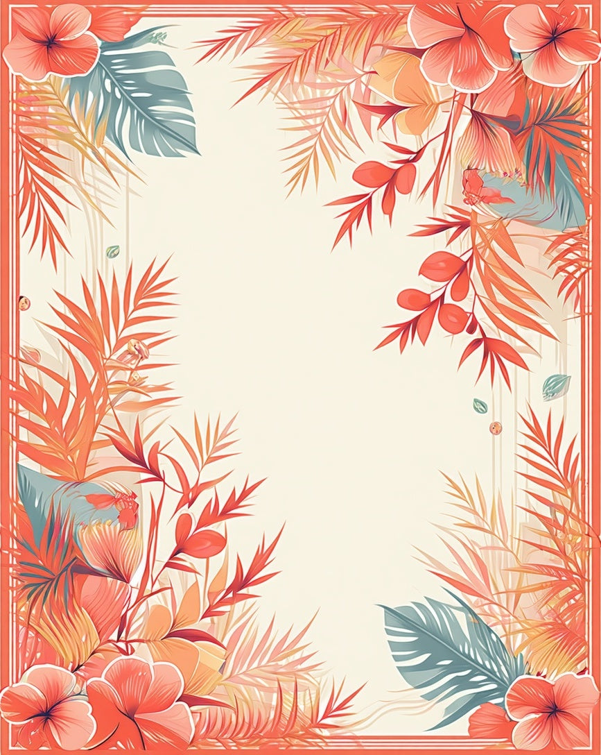 Tropical Floral Leaves Patterned Rug