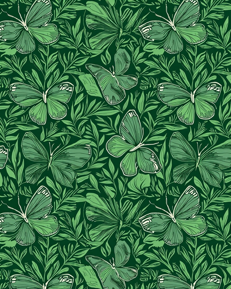 Emerald Green Butterfly Foliage Rug