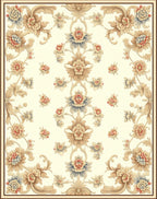 Ornate Floral Scrollwork Cream Rug